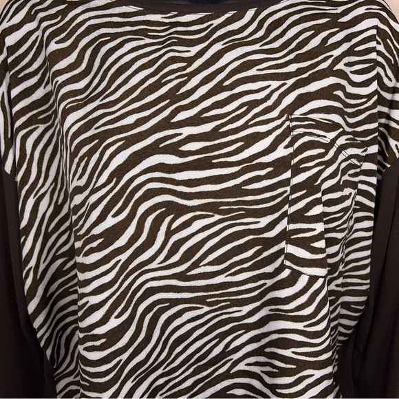 LARGE MICHAEL MICHAEL KORS BROWN ZEBRA PRINT TOP FAUX FUR FRONT - Picture 9 of 13
